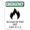 Signmission OSHA EMERGENCY Sign, In Case Of Fire Exit W/ Symbol, 14in X 10in Aluminum, 10"W, 14" L, Portrait OS-EM-A-1014-V-10513 - alternate 1
